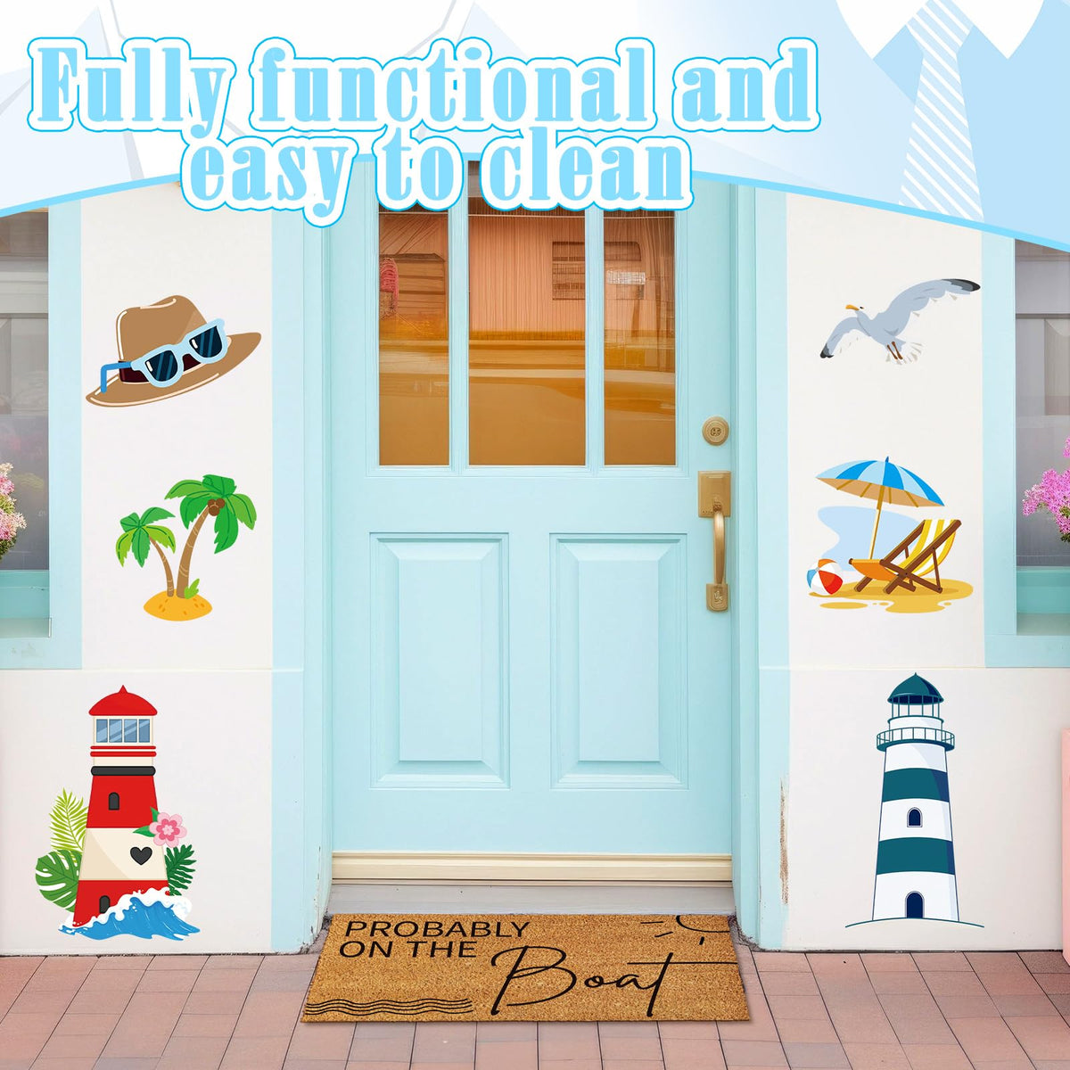 Ceenna lake house decor mat brings seaside vibe to a practical doorway.