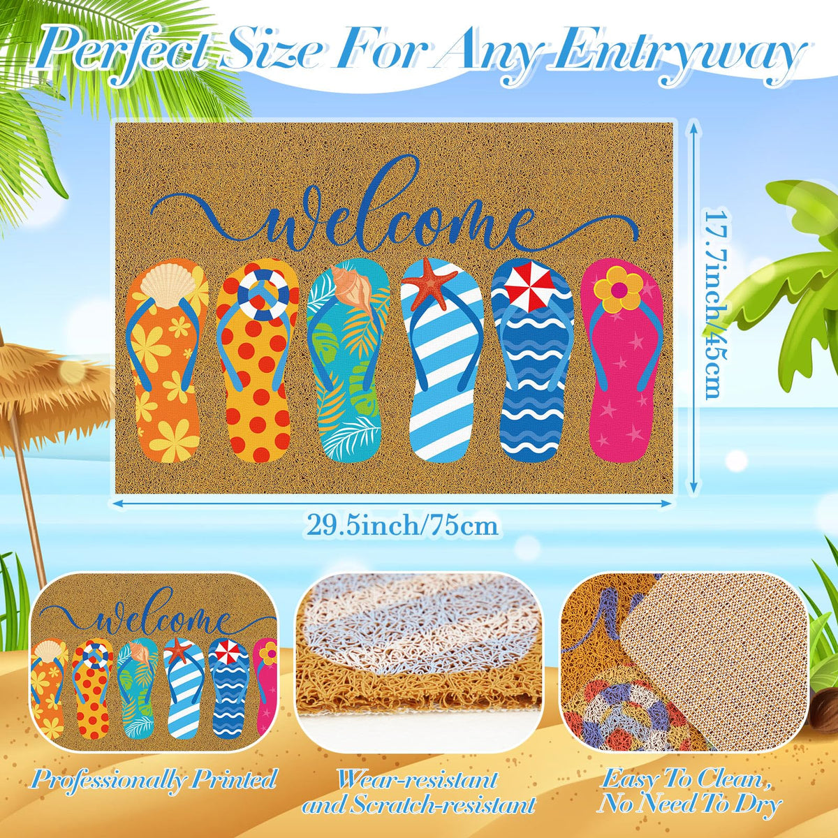 Ceenna summer flip flops doormat close-up texture emphasizing durable weave