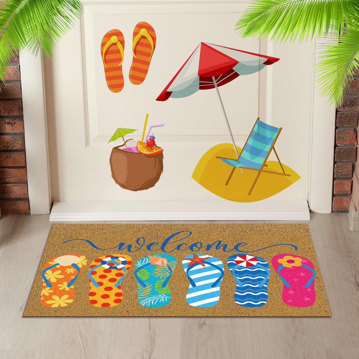 Ceenna doormat entryway close-up highlights textured PVC-imitation coir for outdoor use