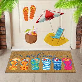 Ceenna doormat entryway close-up highlights textured PVC-imitation coir for outdoor use