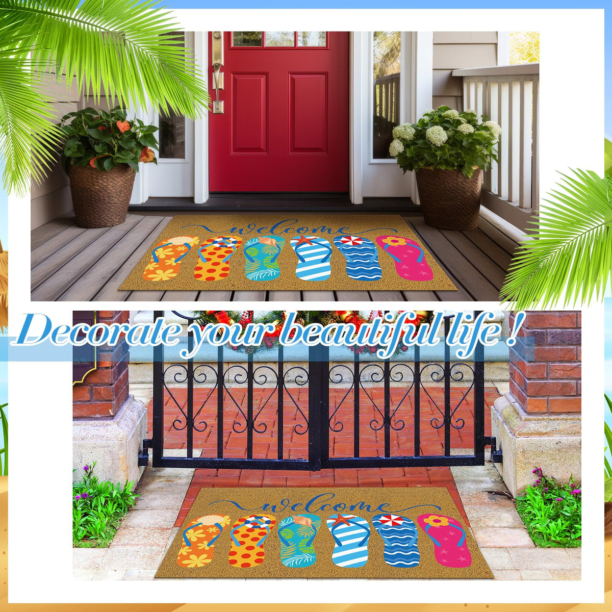 Ceenna doormat on porch illustrating weather-resistant, non-slip surface