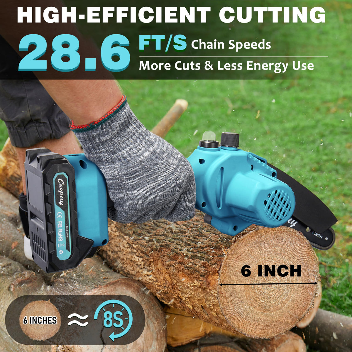 Ceepuy mini chainsaw auto oil system in action
