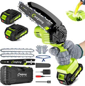 CEEPUY Mini Chainsaw cordless box front, easy storage and brand visibility.