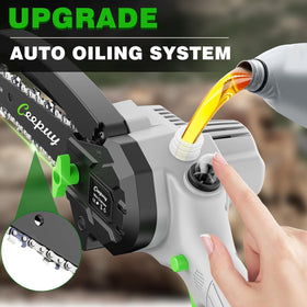 CEEPUY mini chainsaw lightweight portable design for one-handed use.