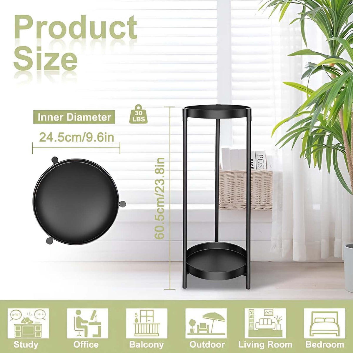 CEFZUM rustproof iron frame keeps pots stable in patios and balconies.