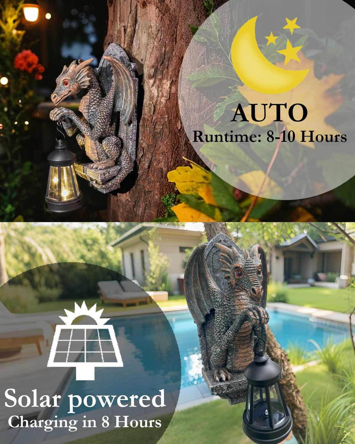 CeiooCei dragon statue mounts on trees for decorative lighting.