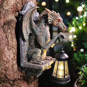 CeiooCei dragon statue solar lantern enhances garden ambiance.