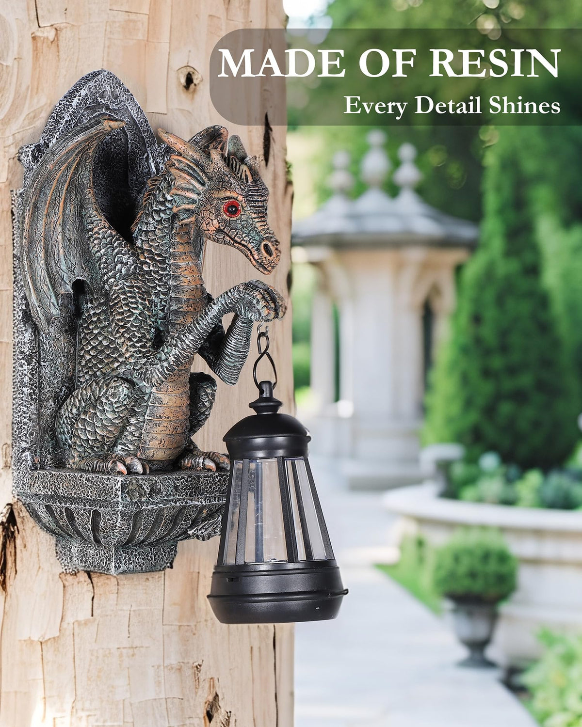 CeiooCei resin dragon sculpture withstands weather with UV protection.
