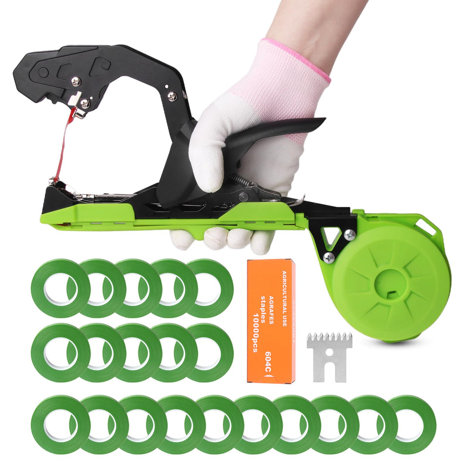 Cekegon plant tying machine front view with ergonomic handle for easy garden use.