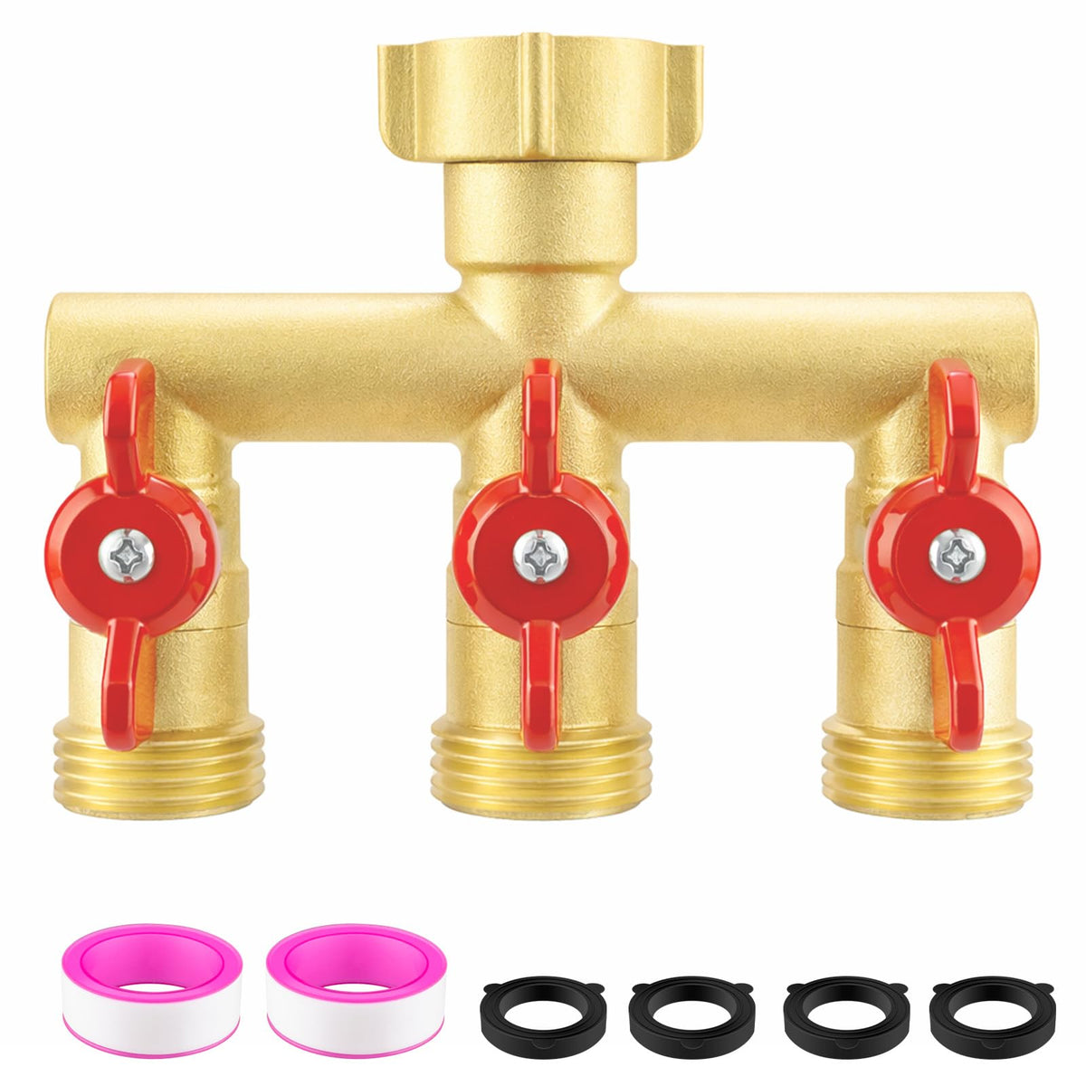 Cekwiet 3-way garden hose splitter heavy-duty brass offers durable, weather-ready performance.