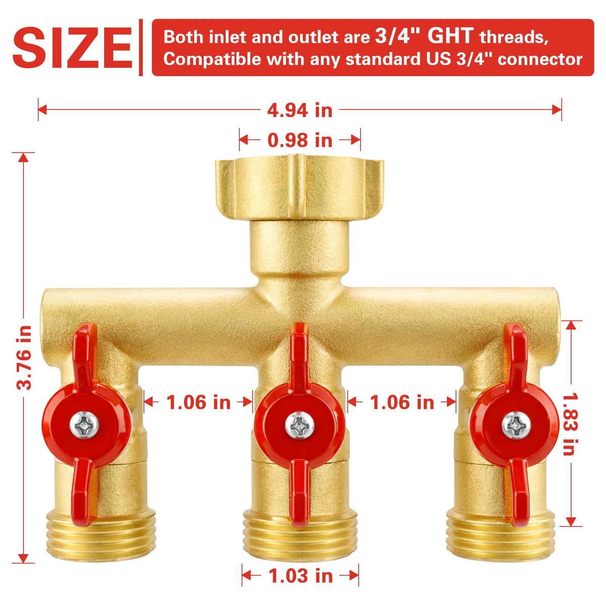Cekwiet three independent valves for controlling three hoses separately.
