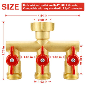 Cekwiet three independent valves for controlling three hoses separately.