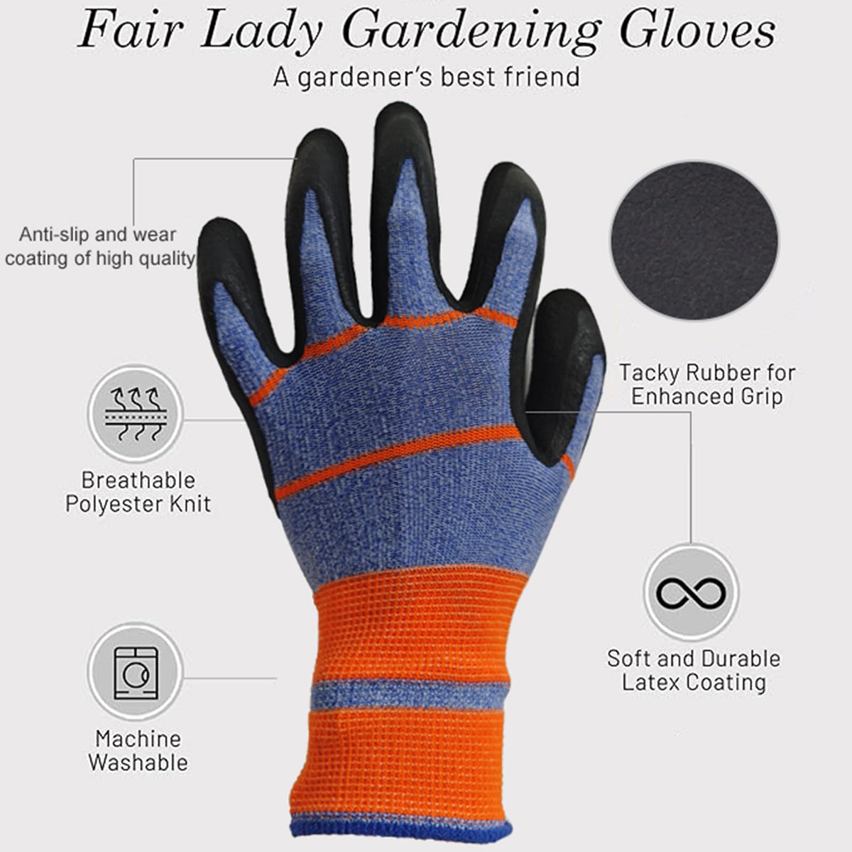 Celcoreery gloves – durable, non-fray design suitable for heavy-duty garden tasks.