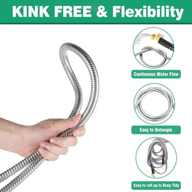 Celiamusing metal garden hose with weatherproof design for all seasons.