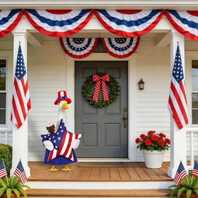 Celltestria 23-inch goose costume showcases vivid colors during outdoor celebrations.