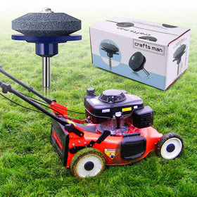 Cenoz sharpener revives blunt mower blades on a drill or mower.