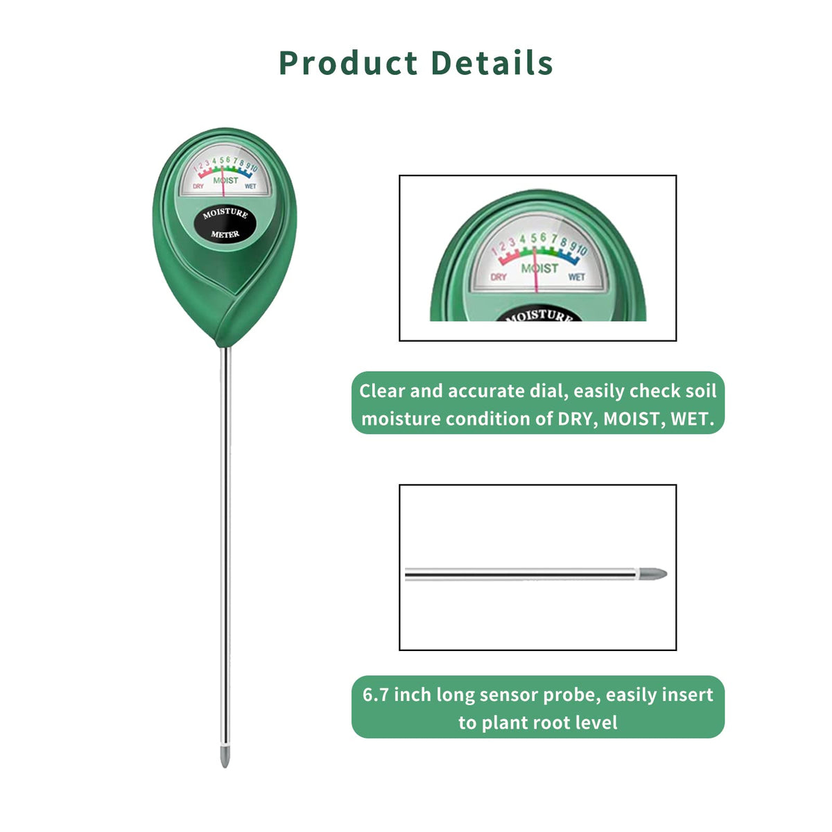 Censinda indoor-outdoor use soil meter for versatile plant care