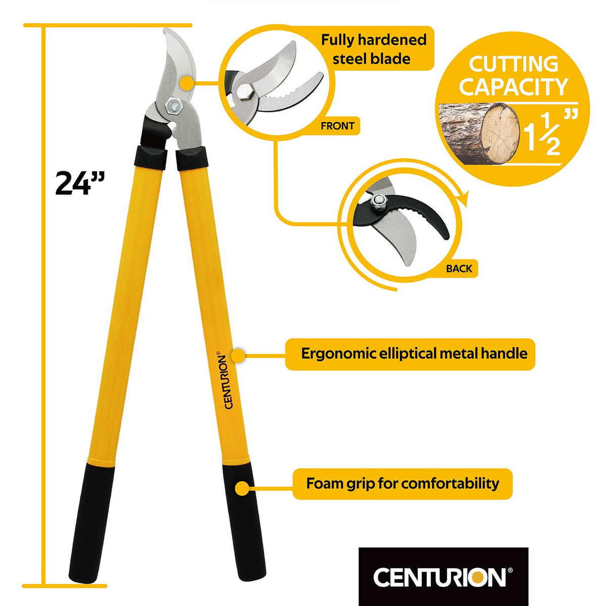 Centurion 1222 hedge shear edge highlights sharp blades for precise shaping