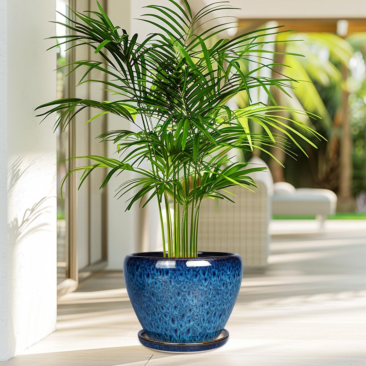 Ceramicfor modern design blue pot elevates shelves patios or desks