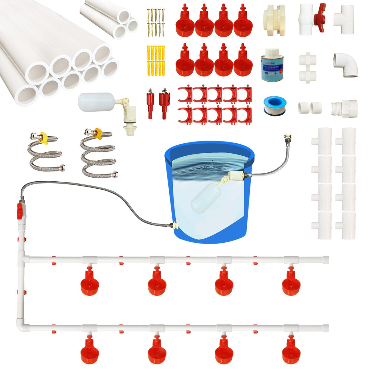 CERISURIO complete-set waterer installation for efficient flock hydration