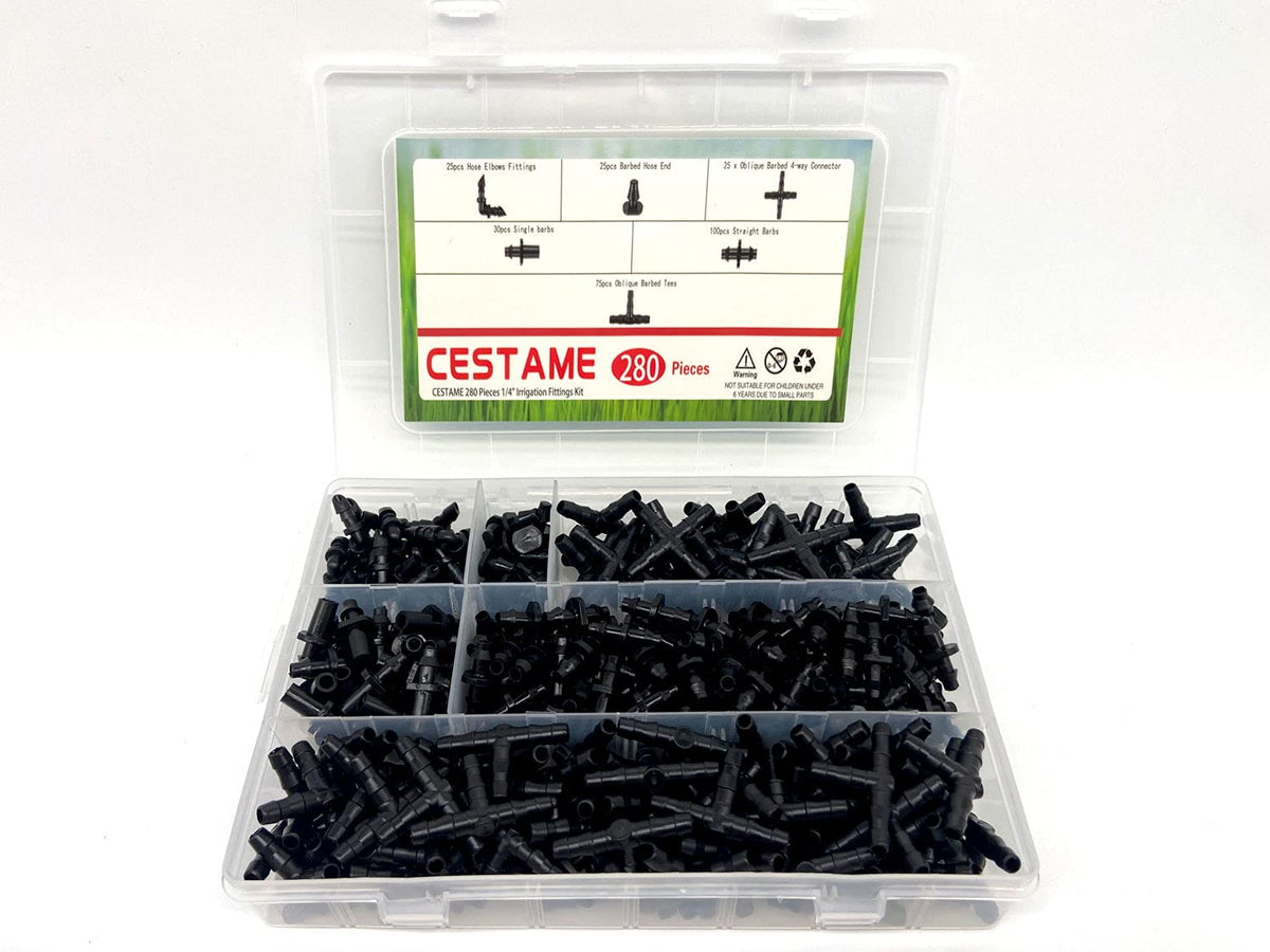 CESTAME hose elbows and fittings arranged for flexible garden layouts
