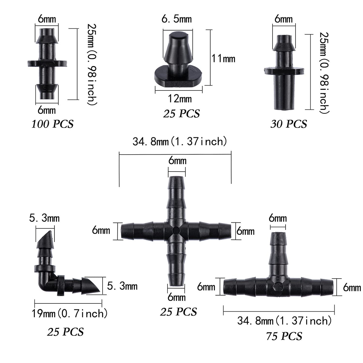 CESTAME oblique barbed 4-way connector enables multi-branch irrigation