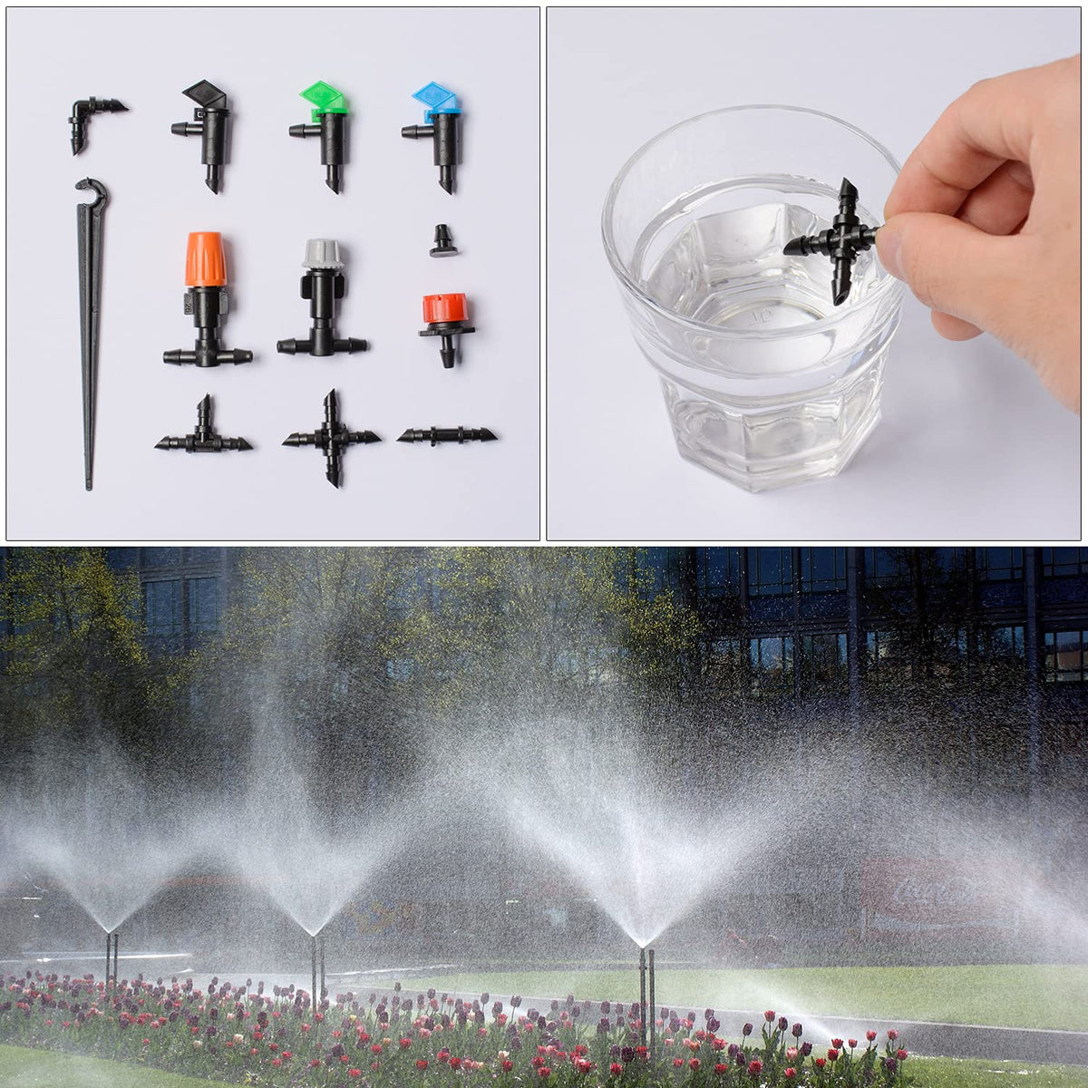 CESTAME oblique barbed 4-way connector enables flexible irrigation routes.