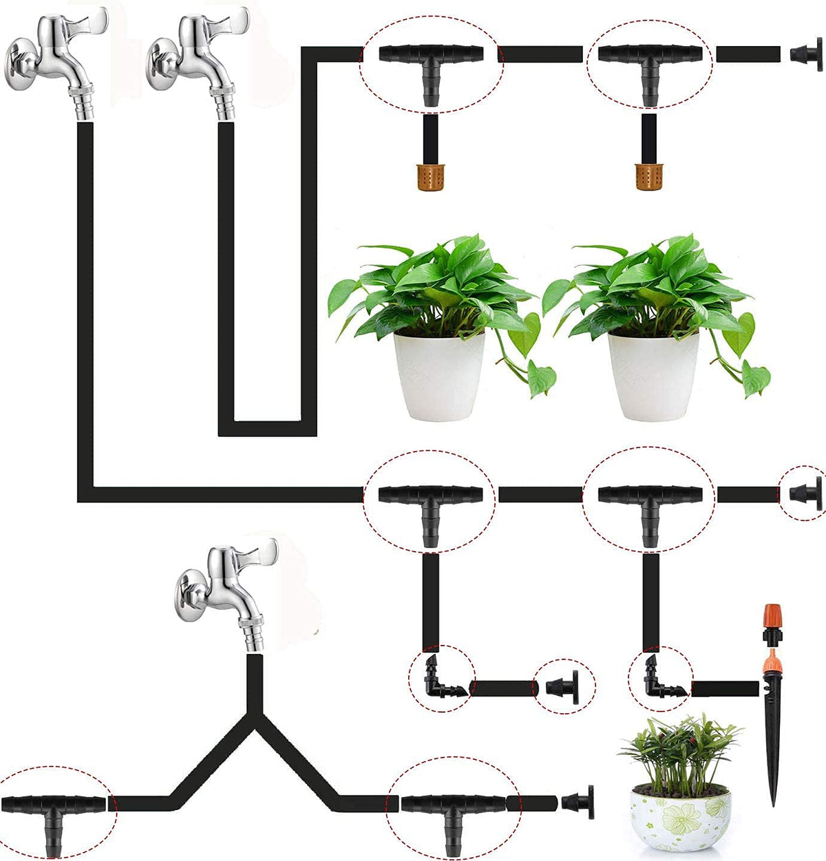CESTAME straight barb fitting for linear drip lines and pots