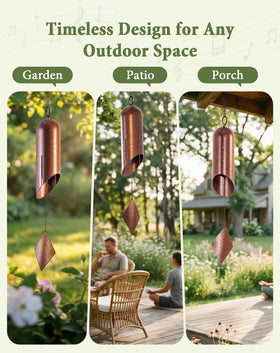 Cesun 24inch wind chime hanging on patio adds depth and calm