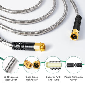 Cesun metal garden hose flexible bend around corner for kink-free maneuverability