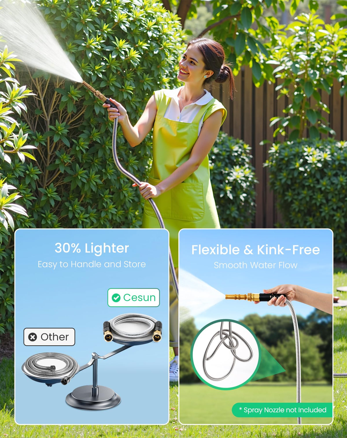 Cesun 3 ft hose in use for RV and garden tasks