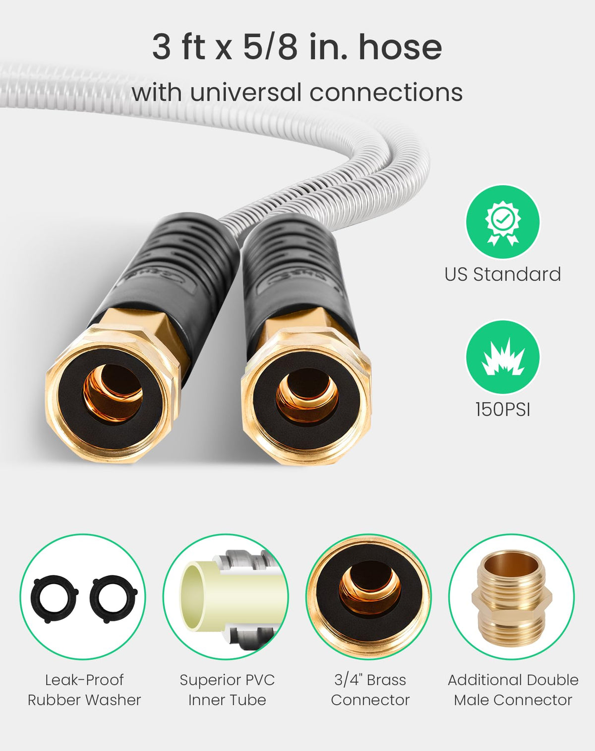 Cesun hose with leak-proof brass fittings delivering steady water flow