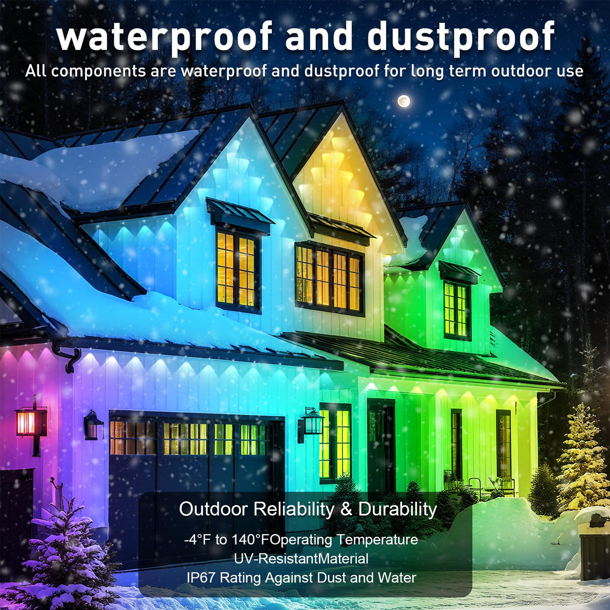 CETELUMA lights on eaves wrapped for year round exterior charm