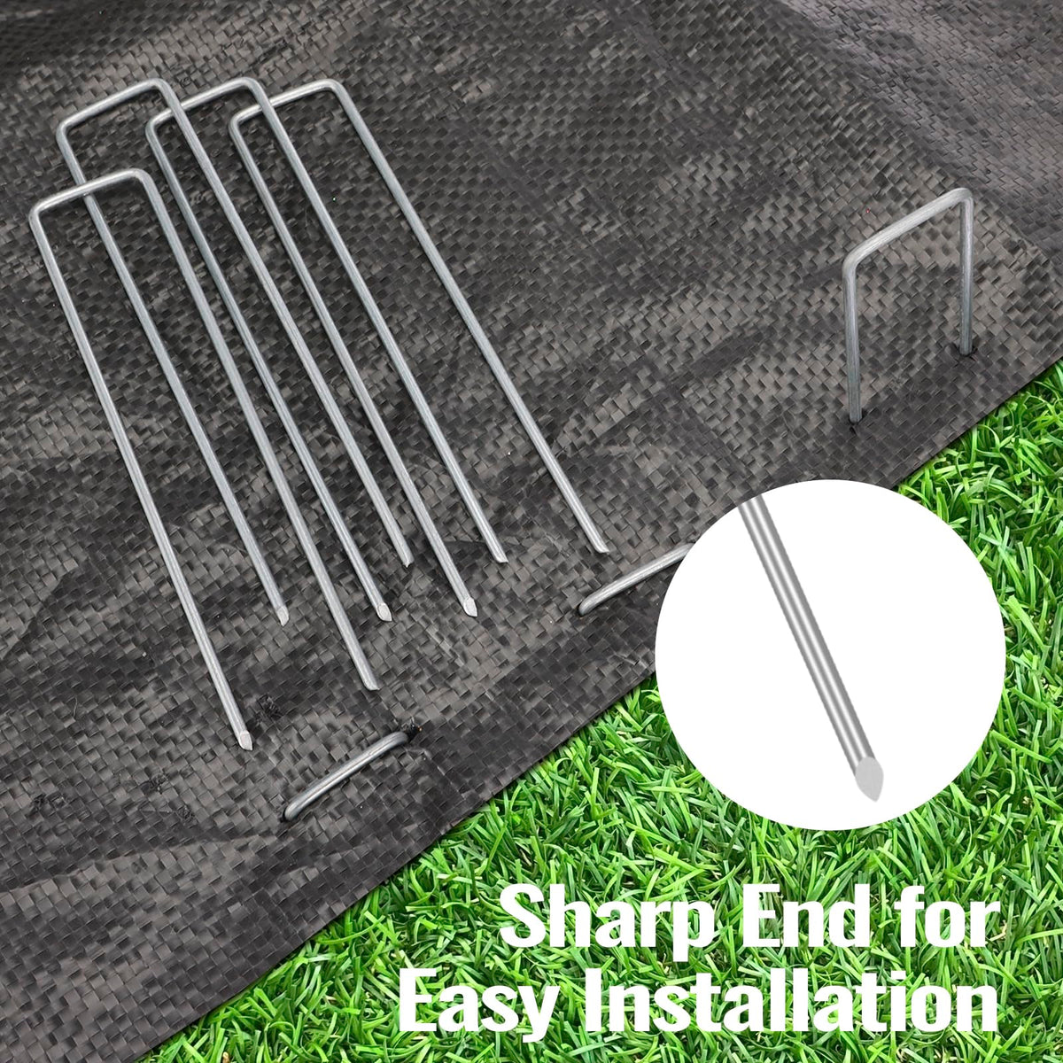 Rugged CEWOR 11-gauge steel stakes shown for long-term use.