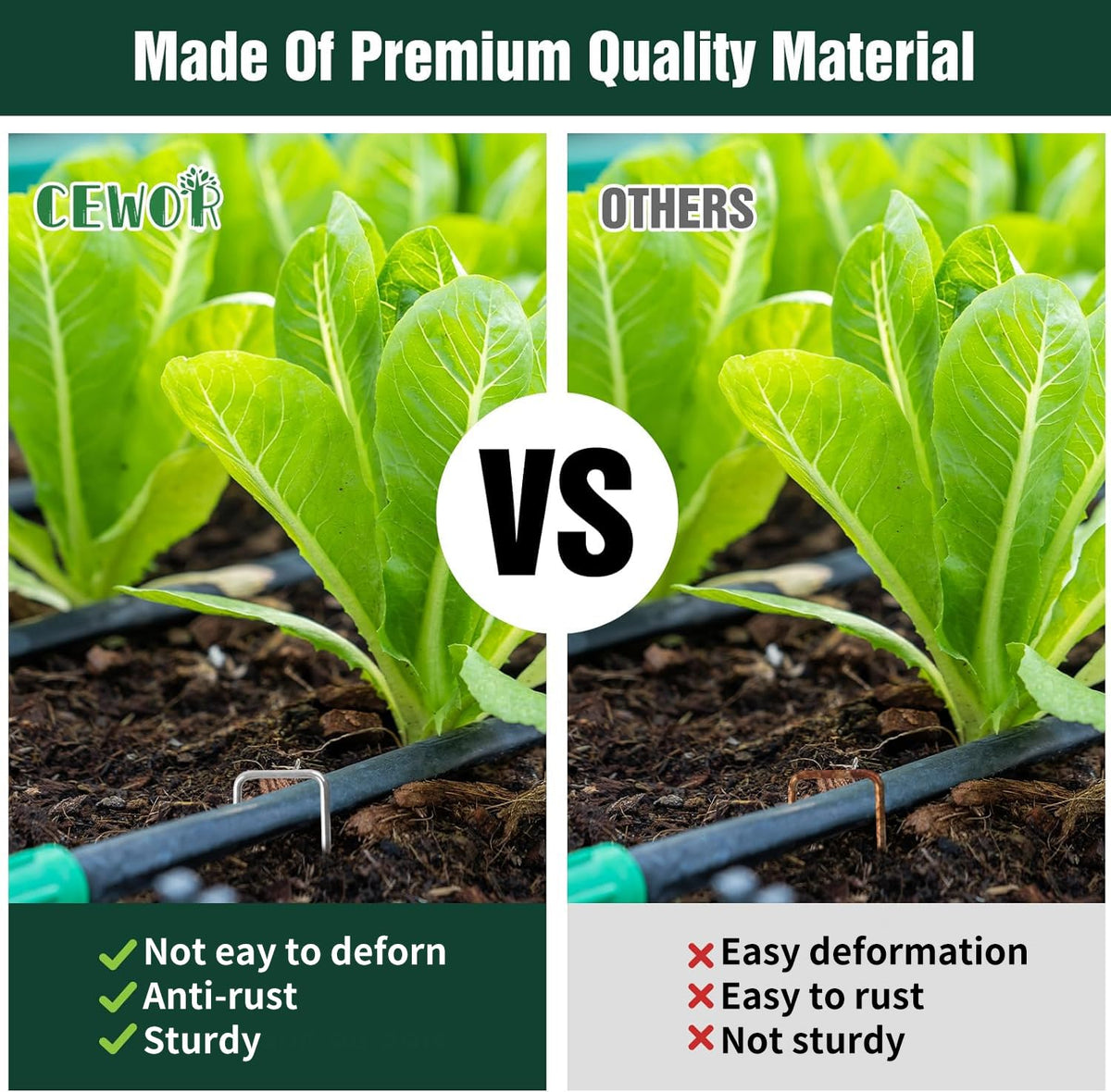 CEWOR heavy-duty steel pins with galvanized finish offer rust resistance and reuse.