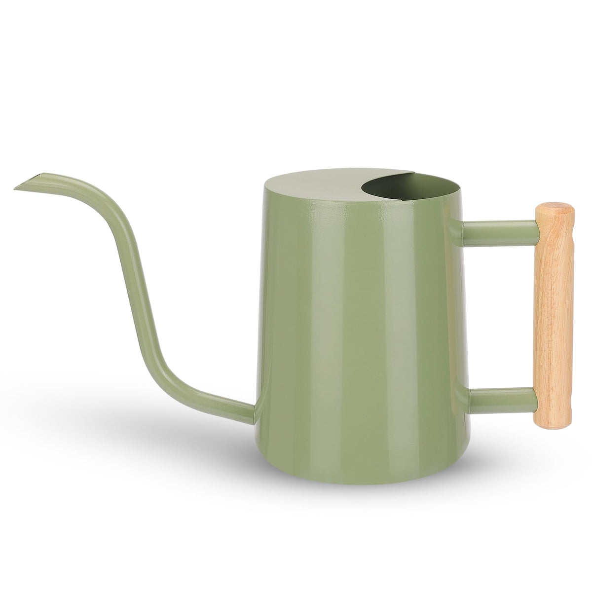 CEWOR sage-green metal watering can body for compact indoor plant setups.