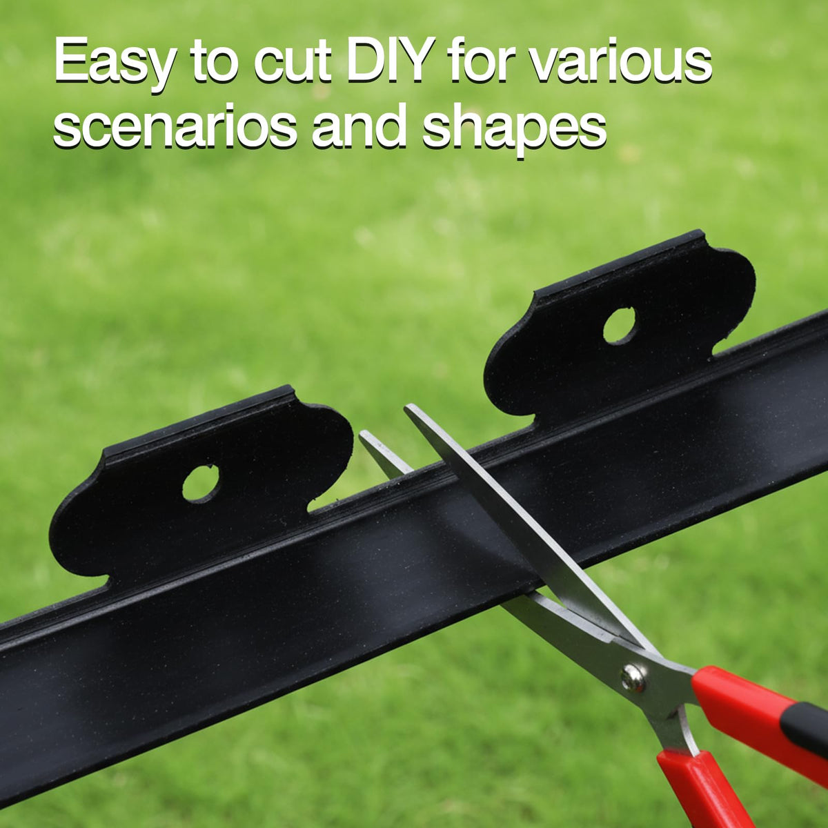 CEWOR tool-free install shows uncoiled roll easily shaped around curves with hammered stakes.
