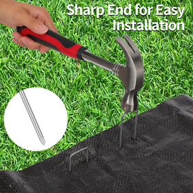 CEWOR U-shaped ground stakes provide secure anchoring in soil.