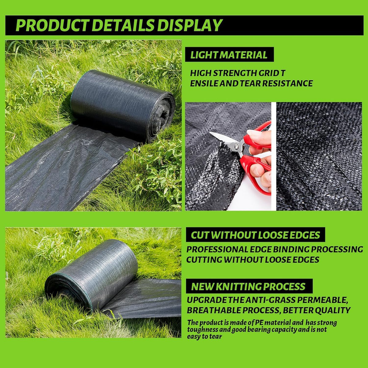 CFTEL ground-cover fabric for lawns and gravel paths with drainage.