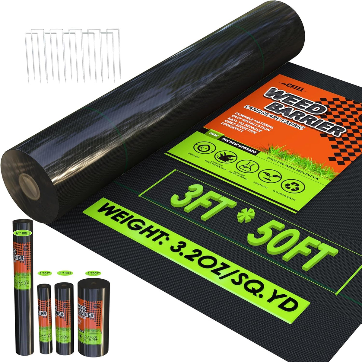 CFTEL weed barrier fabric heavy-duty weave blocks weeds while letting water flow