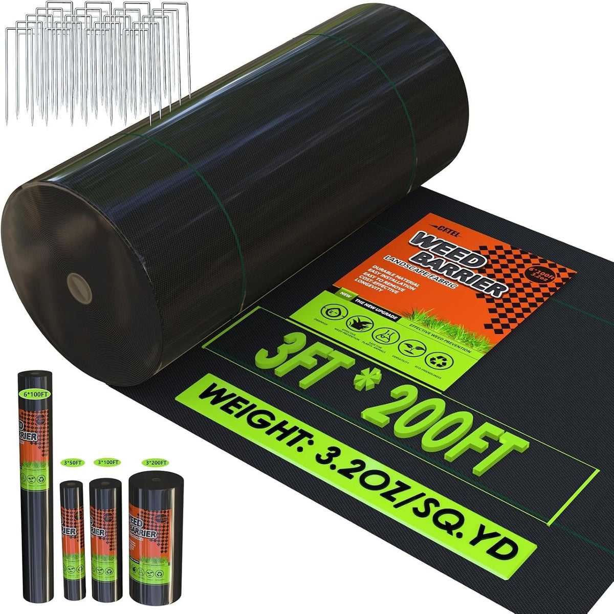 CFTEL weed barrier fabric roll blocks weeds while letting water through.