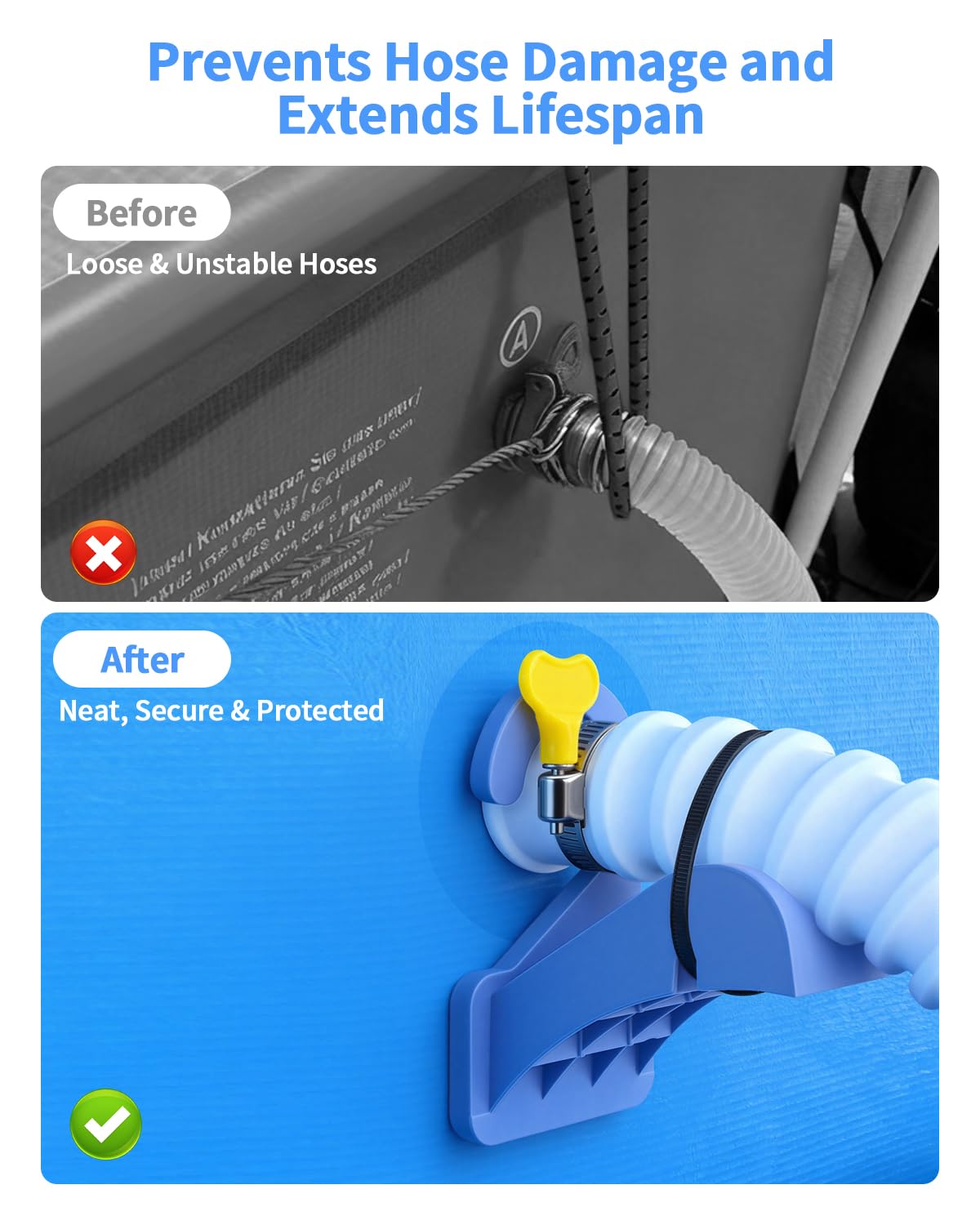 Cfyosnk universal hose compatibility supports hoses from 0.95 to 1.5 inches.