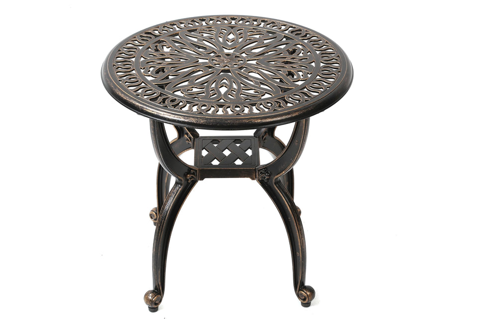 C/G patio casa side table with ornate floral top for outdoor elegance.