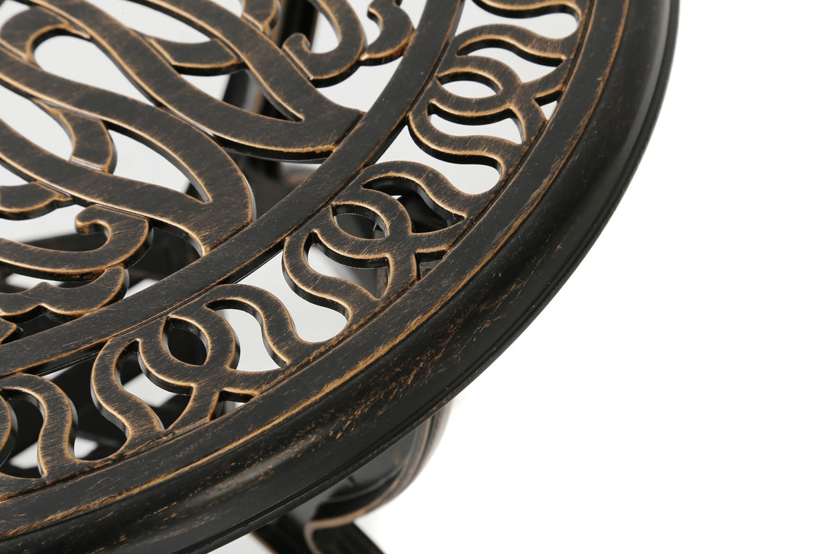 C/G patio casa lattice center shelf adds decorative interest and storage.