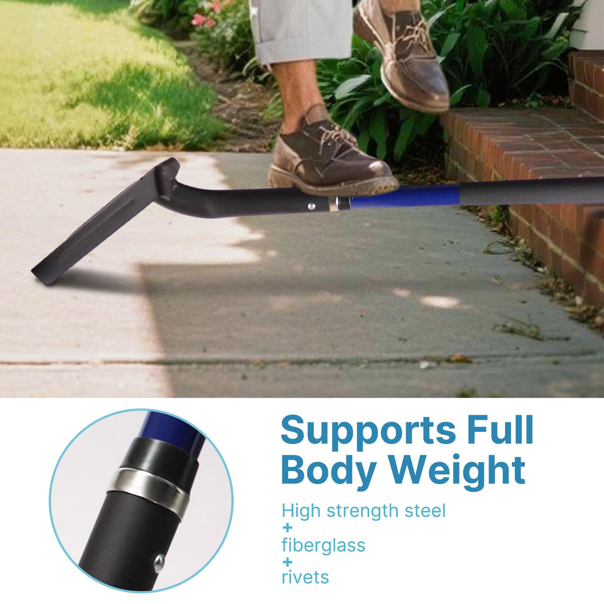 CGRNKT 56-inch fiberglass handle enables upright digging.