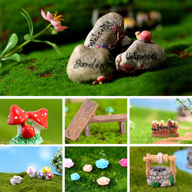 CHAKANLX mini table and chairs create cozy seating in your fairy landscape.