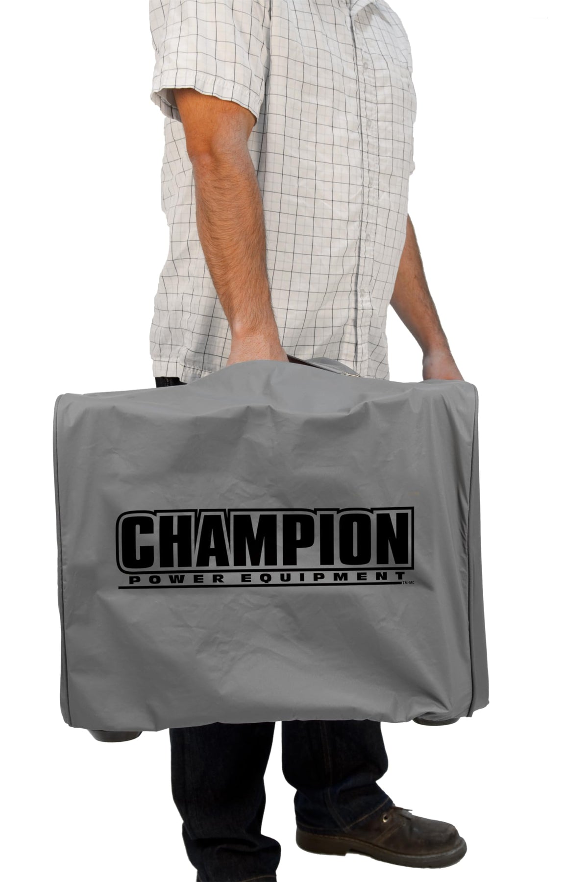 Champion inverter cover with elastic base ensuring a secure, custom-like fit.