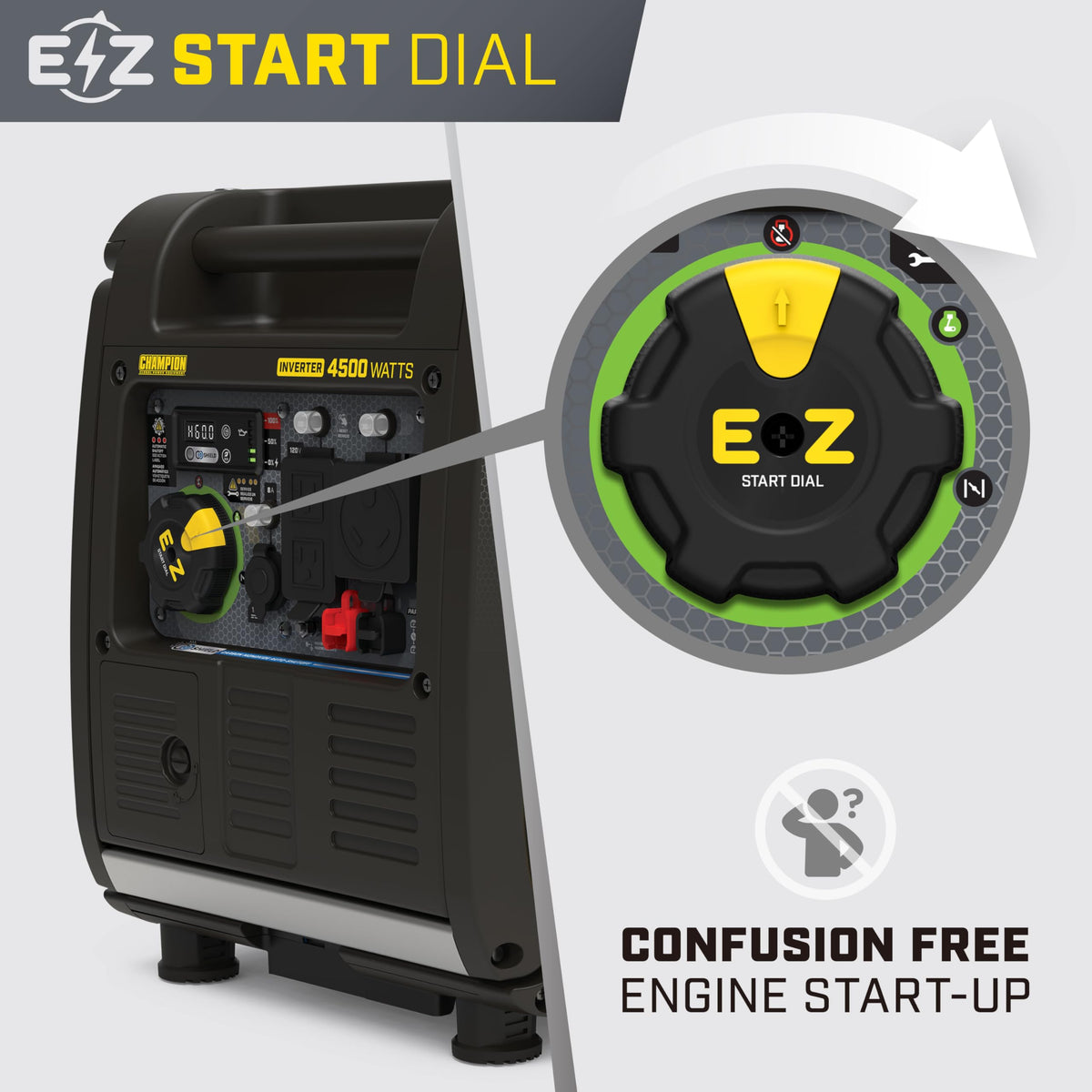 CO Shield system on Champion inverter detects CO and auto shuts off when unsafe levels are found