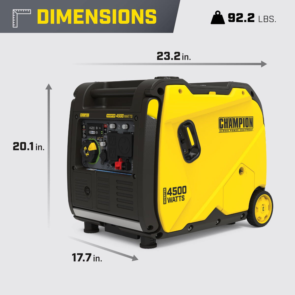 Ultra-quiet operation from Champion 4500W inverter at 61 dBA for outdoor use
