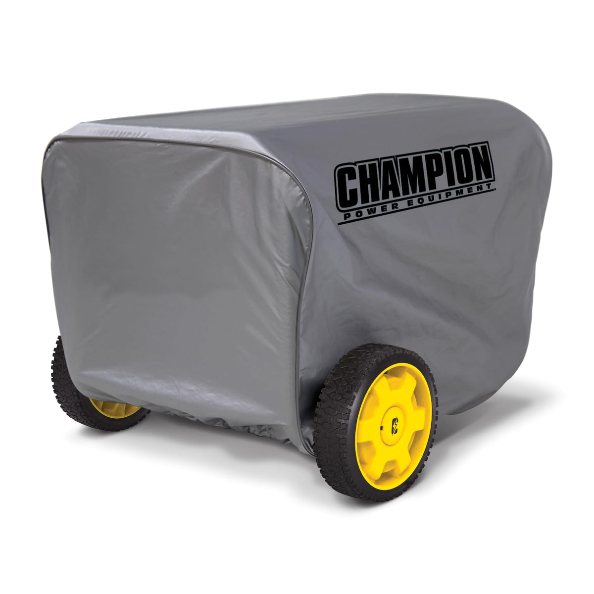 Champion weather cover installed on a 2800-4750W generator protecting against sun, rain, and dust.